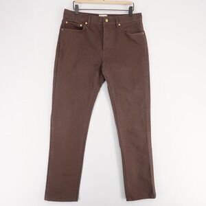 Sid Mashburn Pants Mens 33/34 Brown Canvas 5 Pocket Slim Straight Button Fly
